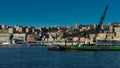 Panorama of Old Port of Genoa with floating crane