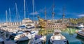 Panorama of the Old Port, Genoa and the Neptune Royalty Free Stock Photo