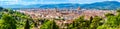 Panorama of the old town, Cathedral of Santa Maria del Fiore, Brunelleschi`s Dome, Giotto`s bell tower, a UNESCO World Heritage Royalty Free Stock Photo