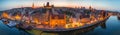 Panorama of the old town in Gdansk at dusk, Poland Royalty Free Stock Photo