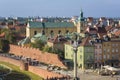 Panorama of Old Town and King Zygmunt III Waza statue in Warsaw Royalty Free Stock Photo