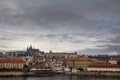 Panorama of the Old Town of Prague, Czech Republic, in autumn, at fall, with Hradcany hill and the Prague Castle with the St Vitus Royalty Free Stock Photo