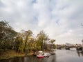 Panorama of the Old Town of Prague, Czech Republic, with focus Prague Castle Prazsky hrad seen from the Vltava river in autumn. Royalty Free Stock Photo