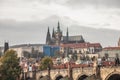 Panorama of the Old Town of Prague, Czechia, with Hradcany hill, Prague Castle,St Vitus Cathedral Prazsky hrad & Charles Bridge Royalty Free Stock Photo