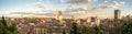 Panorama of old town with red roof residential houses and catholic cathedral, Zagreb, Croatia