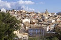 Panorama of the old town of Relleu on the Mediterranean coast in the province of Alicante, Spain, tiled roofs of the church dome