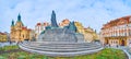 Panorama of Old Town Square with Jan Hus Memorial, Prague, Czech Republic Royalty Free Stock Photo