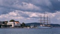 Panorama old town Zadar with sail ship Royalty Free Stock Photo