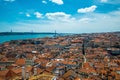 Panorama of old traditional city of Lisbon with red roofs. Royalty Free Stock Photo