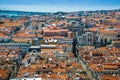 Panorama of old traditional city of Lisbon with red roofs. Royalty Free Stock Photo