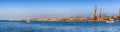 Panorama of Old Venetian Harbour, Port with Cranes and Saile Boa Royalty Free Stock Photo