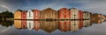 Panorama of the old wooden storehouses Royalty Free Stock Photo
