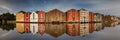 Panorama of the old wooden storehouses