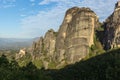 Panorama of Orthodox Monastery of St. Nicholas Anapausas in Meteora, Greece Royalty Free Stock Photo