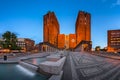 Panorama of Oslo City Hall and Fridtjof Nansens Plass in the Eve Royalty Free Stock Photo