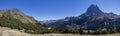 Panorama of Ossau Valley with Pic du Midi d`Ossau mountain, Pyrenees National Park, France Royalty Free Stock Photo