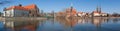 Panorama of Ostrow Tumski island, Odra (Oder) river and towers of gothic Cathedral of St. John the Baptist in Wroclaw
