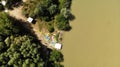 Panorama over Arges river - kayaking