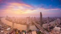 Panorama over Bangkok city river curved Royalty Free Stock Photo