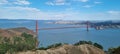 Panorama over the Golden Gate Bridge and the Bayarea. Royalty Free Stock Photo