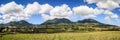 Panorama over the mountains and rice paddies of Ruteng, Island of Flores, Indonesia Royalty Free Stock Photo