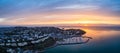 Panorama over Torquay and Torquay Marina from a drone in dawn time, Torbay, Devon Royalty Free Stock Photo
