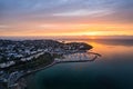 Panorama over Torquay and Torquay Marina from a drone in dawn time, Torbay, Devon Royalty Free Stock Photo