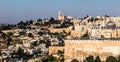 Panorama overlooking the Old City of Jerusalem, Israel, including the Dome of the Rock and the Western Wall. Taken from the Mount Royalty Free Stock Photo