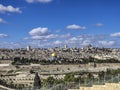 Panorama overlooking the Old City of Jerusalem, Israel, including the Dome of the Rock and the Western Wall Royalty Free Stock Photo