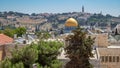 Panorama overlooking the Old city of Jerusalem timelapse, Israel, including the Dome of the Rock Royalty Free Stock Photo