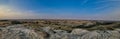 Panorama of painted rocks overlook at Roosevelt National Park in North Dakota