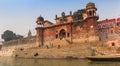 Panorama of the palace at the Chet Singh Ghat in Varanasi Royalty Free Stock Photo