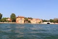 Panorama with palace Palazzina Canonica and Giudecca Canal in Venice, Italy