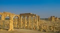 Panorama of Palmyra columns, Tetrapylon ancient city destroyed by ISIS Syria