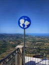 Panorama from the panoramic square of Trentinara, with a sign that invites you to stop and kiss your partner Cilento Salerno