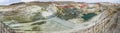 A panorama or a panoramic view of calcium bentonite quarry