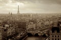 Panorama Paris from above in France sepia photo