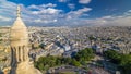 Panorama of Paris aerial timelapse, France. Top view from Montmartre viewpoint. Royalty Free Stock Photo