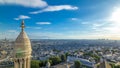 Panorama of Paris aerial timelapse, France. Top view from Montmartre viewpoint. Royalty Free Stock Photo