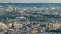 Panorama of Paris aerial timelapse, France. Top view from Montmartre viewpoint. Royalty Free Stock Photo
