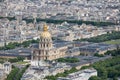 Panorama of Paris with Aerial view at Dome des Invalides Royalty Free Stock Photo