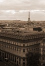 Panorama paris with eiffel tower and sepia toned effect Royalty Free Stock Photo