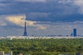 Panorama of Paris With Eiffel Tower Under Cloudy Sky With Trees From Above Royalty Free Stock Photo