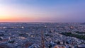 Panorama of Paris after sunset day to night timelapse. Top view from montparnasse building in Paris - France Royalty Free Stock Photo