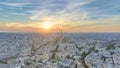 Panorama of Paris at sunset timelapse. Eiffel tower view from montparnasse building in Paris - France Royalty Free Stock Photo