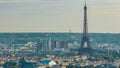 Panorama of Paris timelapse, France. Top view from Sacred Heart Basilica of Montmartre Sacre-Coeur . Royalty Free Stock Photo