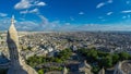 Panorama of Paris timelapse, France. Top view from Sacred Heart Basilica of Montmartre Sacre-Coeur . Royalty Free Stock Photo