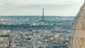 Panorama of Paris timelapse, France. Top view from Sacred Heart Basilica of Montmartre Sacre-Coeur . Royalty Free Stock Photo