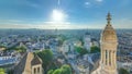 Panorama of Paris timelapse, France. Top view from Sacred Heart Basilica of Montmartre Sacre-Coeur . Royalty Free Stock Photo