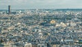 Panorama of Paris timelapse, France. Top view from Sacred Heart Basilica of Montmartre Sacre-Coeur . Royalty Free Stock Photo